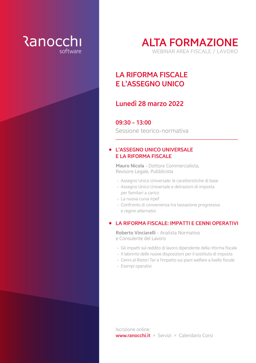 locandina webinar riforma fiscale e assegno unico